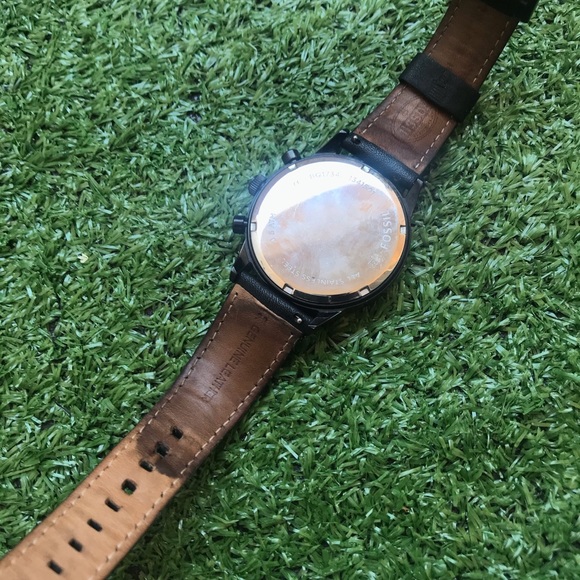 Men’s fossil black leather watch - Picture 6 of 6